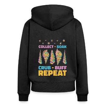 Collect Soak Crub Repeat Bivalvia Seashell - Women's Premium Organic Zip Hoodie - black - Back - Julia (174cm)