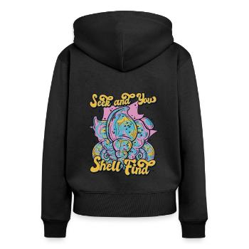Seek And You Shell Find Bivalvia Shell Seashell - Women's Premium Organic Zip Hoodie - black - Back - Julia (174cm)