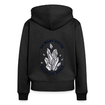 Beaucoup de roches peu d’espace géologue minéral - Sweat à capuche zippé Premium bio Femme - noir - Dos - Julia (174cm)