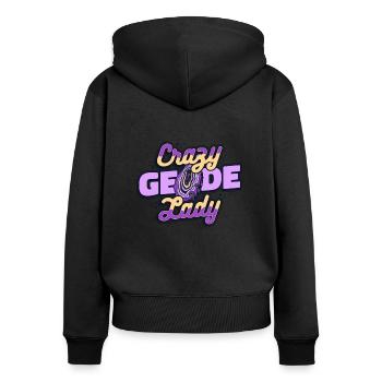 Crazy Geode Lady géologue collectionneur de pierres - Sweat à capuche zippé Premium bio Femme - noir - Dos - Julia (174cm)