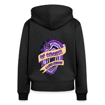 von Quarz Ich liebe Geoden Geologe Mineral - Frauen Premium Bio Zip Hoodie - Schwarz - Hinten - Julia (174cm)
