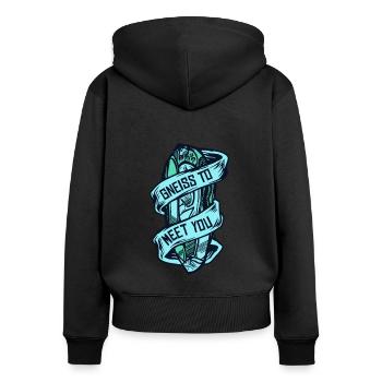 Gneiss To Meet You Geologist Rockhounding Mineral - Women's Premium Organic Zip Hoodie - black - Back - Julia (174cm)