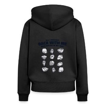 Alles, was ich mitgebracht habe, waren Steine in meiner Tasche Mineral - Frauen Premium Bio Zip Hoodie - Schwarz - Hinten - Julia (174cm)