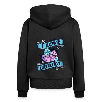 von Quarz Ich liebe Geologie, Geologe, Mineral - Frauen Premium Bio Zip Hoodie - Schwarz - Hinten - Julia (174cm)