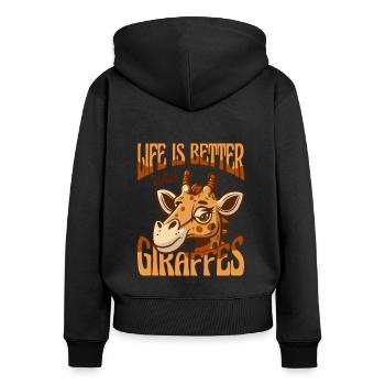 La vie est meilleure avec les girafes nubiennes africaines - Sweat à capuche zippé Premium bio Femme - noir - Dos - Julia (174cm)