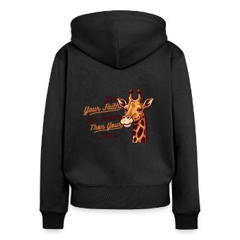 Der Glaube sei größer als deine Angst, Nubischer Afrikaner - Frauen Premium Bio Zip Hoodie - Schwarz - Hinten - Julia (174cm)