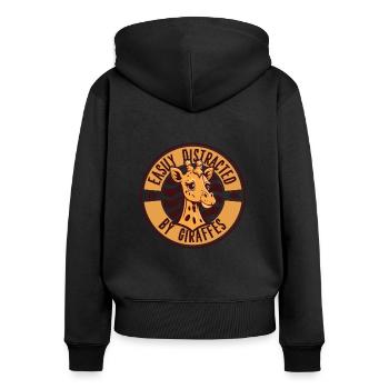 Easily Distracted By Giraffes Giraffidae Nubian - Women's Premium Organic Zip Hoodie - black - Back - Julia (174cm)