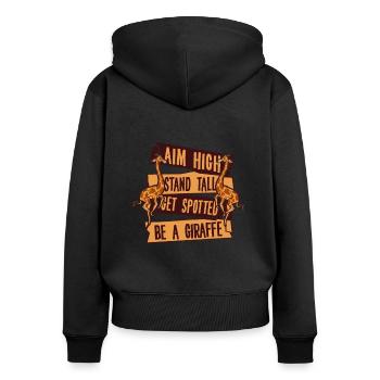 Visez haut Stand Tall Faites-vous repérer Nubien Africain - Sweat à capuche zippé Premium bio Femme - noir - Dos - Julia (174cm)