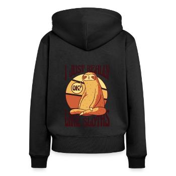 Just Really Like Sloths Pilosa Folivora - Women's Premium Organic Zip Hoodie - black - Back - Julia (174cm)