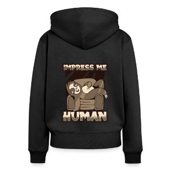 Impress Me Humain à gorge brune Pilosa folivora - Sweat à capuche zippé Premium bio Femme - noir - Dos - Julia (174cm)