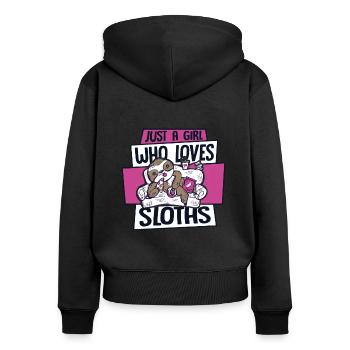 Girl Who Loves Sloths Pilosa Folivora - Women's Premium Organic Zip Hoodie - black - Back - Julia (174cm)