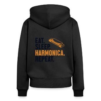 Manger Sommeil Harmonica Répéter Bouche Harmoniste Harmoniste - Sweat à capuche zippé Premium bio Femme - noir - Dos - Julia (174cm)