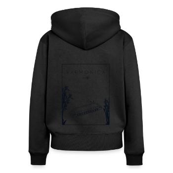 Harmonica chinois Hanzi bouche harpe harmoniste - Sweat à capuche zippé Premium bio Femme - noir - Dos - Julia (174cm)