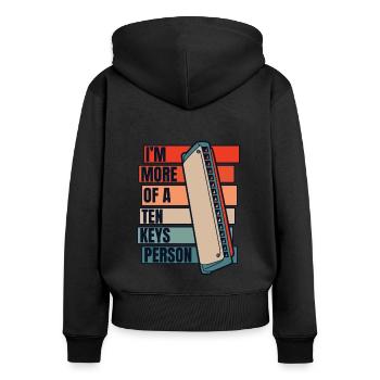 Je suis plus d’une bouche harmoniste de la personne à dix clés - Sweat à capuche zippé Premium bio Femme - noir - Dos - Julia (174cm)