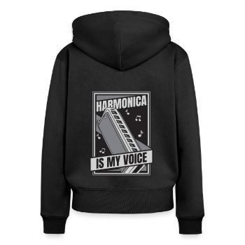 L’harmonica est ma voix Harmoniste Harmoniste - Sweat à capuche zippé Premium bio Femme - noir - Dos - Julia (174cm)