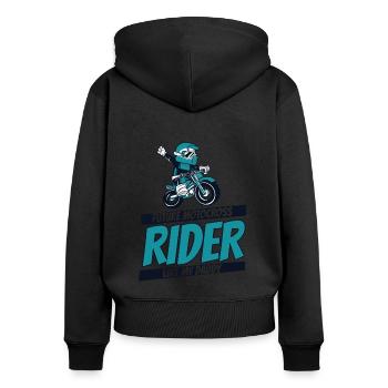 Zukünftiger Motocross-Fahrer wie mein Daddy Racing - Frauen Premium Bio Zip Hoodie - Schwarz - Hinten - Julia (174cm)