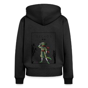 Geckos Chinesische Hanzi-Eidechse Gekkota Schopf - Frauen Premium Bio Zip Hoodie - Schwarz - Hinten - Julia (174cm)