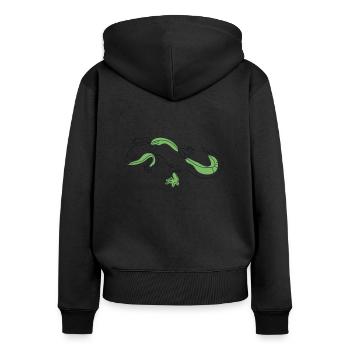 Lineart Gekkota Schopfeidechse Gecko Experte - Frauen Premium Bio Zip Hoodie - Schwarz - Hinten - Julia (174cm)