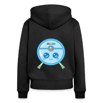 Süßer Saugroboter Staubsauger Kawaii - Frauen Premium Bio Zip Hoodie - Schwarz - Hinten - Julia (174cm)