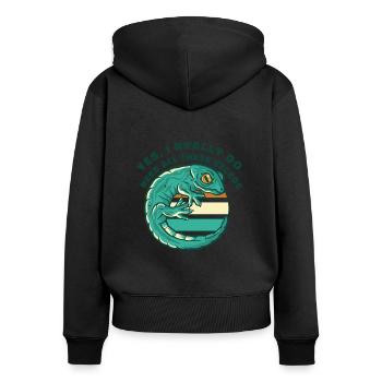 J’ai vraiment besoin de tous ces geckos gekkota léopard - Sweat à capuche zippé Premium bio Femme - noir - Dos - Julia (174cm)