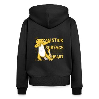 Peut coller sur n’importe quelle surface lézard gekkota léopard - Sweat à capuche zippé Premium bio Femme - noir - Dos - Julia (174cm)
