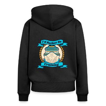Je préfère être en croisière vacances - Sweat à capuche zippé Premium bio Femme - noir - Dos - Julia (174cm)