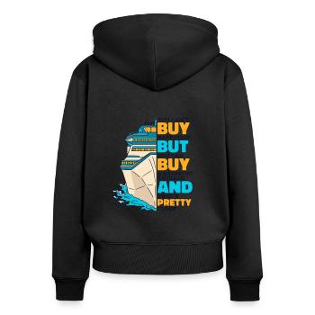 Ich kann kein Glück kaufen, aber eine Kreuzfahrt mit einem Trinkpaket - Frauen Premium Bio Zip Hoodie - Schwarz - Hinten - Julia (174cm)