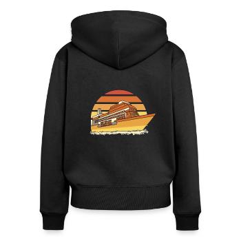 Retro Kreuzfahrtschiff Kreuzfahrt Crew Passagiere Kreuzfahrt - Frauen Premium Bio Zip Hoodie - Schwarz - Hinten - Julia (174cm)