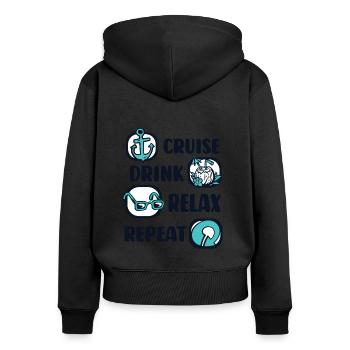 Cruise Drink Relax Repeat Cruise Ship Cruise - Women's Premium Organic Zip Hoodie - black - Back - Julia (174cm)