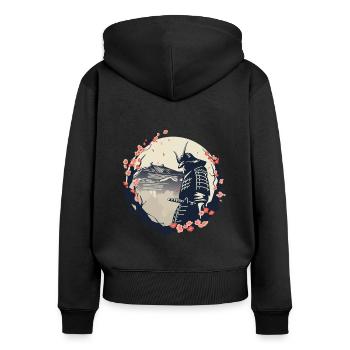 Samurai Cherry Blossoms Japan Japanese - Women's Premium Organic Zip Hoodie - black - Back - Julia (174cm)