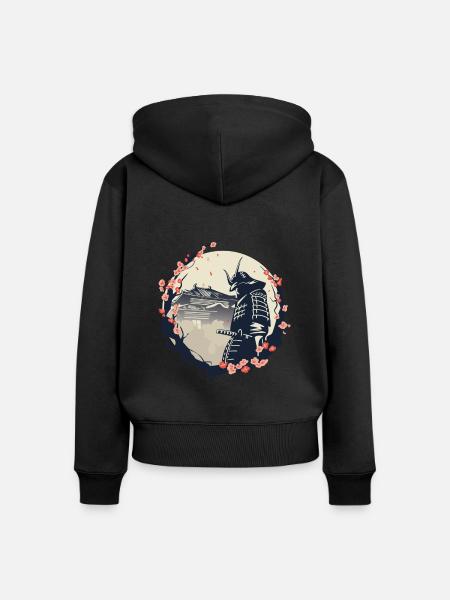 Samurai Kirschblüten Japan Japanisch - Frauen Premium Bio Zip Hoodie - Schwarz