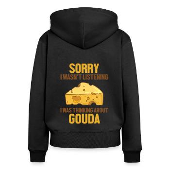 Dachte über Gouda Cheesemonger Maker Gouda nach - Frauen Premium Bio Zip Hoodie - Schwarz - Hinten - Julia (174cm)