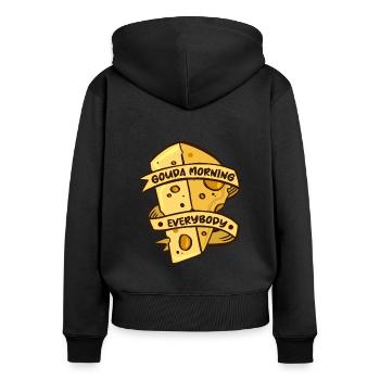Gouda Morning Everbody Maker Fromager Queso - Sweat à capuche zippé Premium bio Femme - noir - Dos - Julia (174cm)