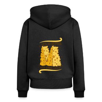 La vie est plus belle avec le fromage Gouda Queso Maker - Sweat à capuche zippé Premium bio Femme - noir - Dos - Julia (174cm)