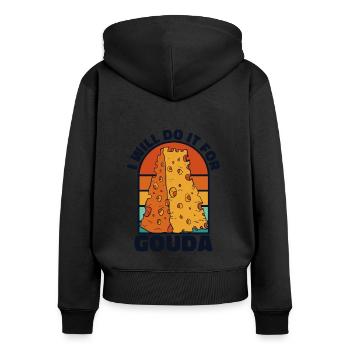 Je le ferai pour le fromager Gouda Queso - Sweat à capuche zippé Premium bio Femme - noir - Dos - Julia (174cm)