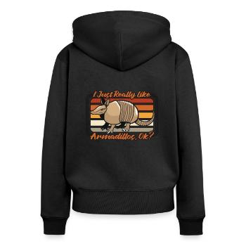 J’aime vraiment les tatous, la fée rose, Cingulata - Sweat à capuche zippé Premium bio Femme - noir - Dos - Julia (174cm)