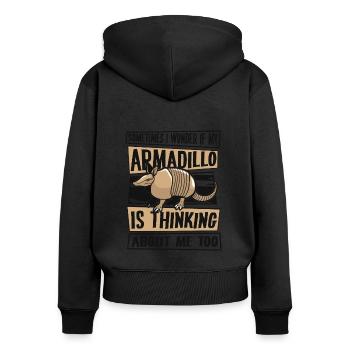 Je me demande si mon tatou pense à moi aussi - Sweat à capuche zippé Premium bio Femme - noir - Dos - Julia (174cm)