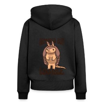 Gepanzerte, aber liebenswerte rosa Fee Chlamyphoridae - Frauen Premium Bio Zip Hoodie - Schwarz - Hinten - Julia (174cm)