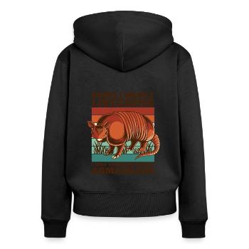 Je pensais à Tatous fée rose - Sweat à capuche zippé Premium bio Femme - noir - Dos - Julia (174cm)