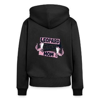 Leopard Gecko Mama Schopfeidechse Gekkota Leopard - Frauen Premium Bio Zip Hoodie - Schwarz - Hinten - Julia (174cm)