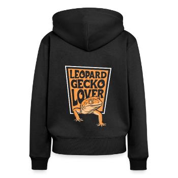 Gecko léopard amoureux Gekkota lézard à crête - Sweat à capuche zippé Premium bio Femme - noir - Dos - Julia (174cm)