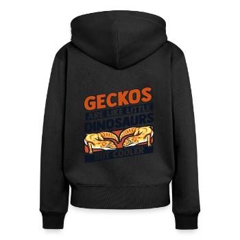 Wie kleine Dinosaurier, aber cooler Schopfleopard - Frauen Premium Bio Zip Hoodie - Schwarz - Hinten - Julia (174cm)