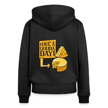 Haben Sie einen Gouda Day Maker Queso Cheesemonger Liebhaber - Frauen Premium Bio Zip Hoodie - Schwarz - Hinten - Julia (174cm)