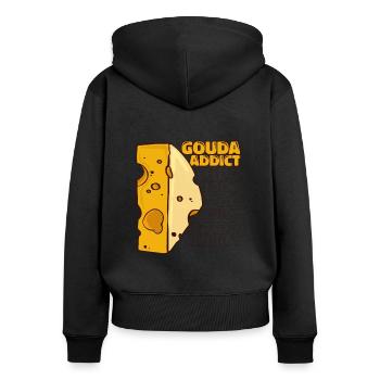 Gouda Addict Queso Käsehändler Hersteller Liebhaber Gouda - Frauen Premium Bio Zip Hoodie - Schwarz - Hinten - Julia (174cm)