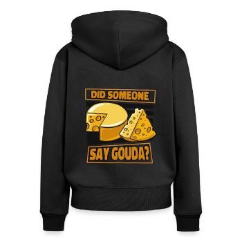 Quelqu’un a-t-il dit Gouda fromager Queso - Sweat à capuche zippé Premium bio Femme - noir - Dos - Julia (174cm)