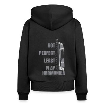 But At Least I Can Play Harmonica Harmonist - Women's Premium Organic Zip Hoodie - black - Back - Julia (174cm)