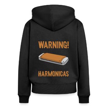 May Spontaneously Talk About Harmonicas Mouth - Women's Premium Organic Zip Hoodie - black - Back - Julia (174cm)
