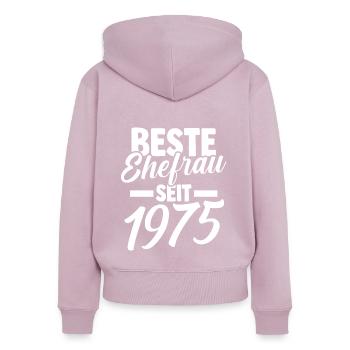 Valentinstag Beste Ehefrau Seit 1975 - Frauen Premium Bio Zip Hoodie - Altrosa - Hinten - Julia (174cm)
