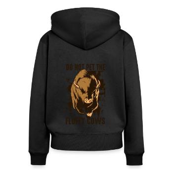 Ne caressez pas les vaches duveteuses Bison d’Amérique Buffalo - Sweat à capuche zippé Premium bio Femme - noir - Dos - Julia (174cm)