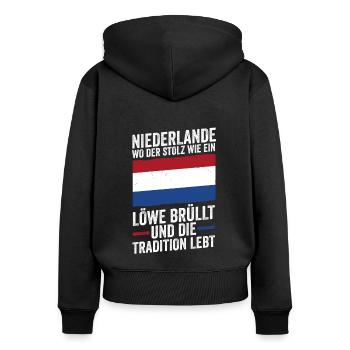 Pays-Bas Pays-Bas Pays-Bas - Sweat à capuche zippé Premium bio Femme - noir - Dos - Julia (174cm)